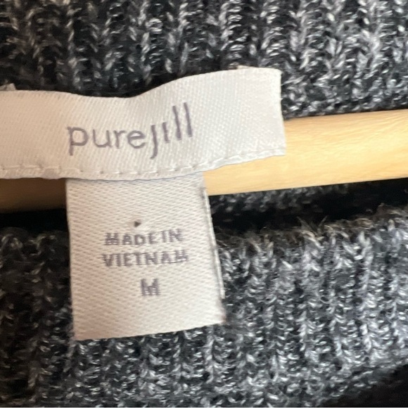 J Jill Pure Jill Women's Pullover Knit Sweater Crew Neck Cotton Nylon Gray Sz M - Picture 7 of 10